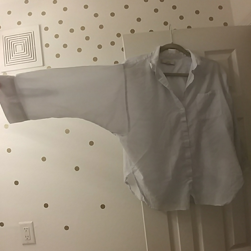 Loft Blue Flowy Dress Shirt, L